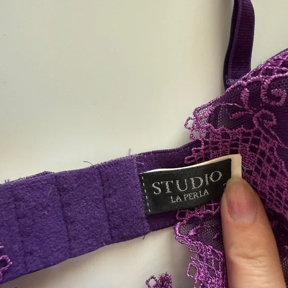 La Perla Lace Bra Royal Purple Sheer 34B - Picture 2 of 10